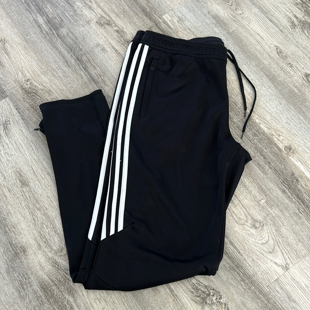 Adidas Men's Track Pants Black and White Slim